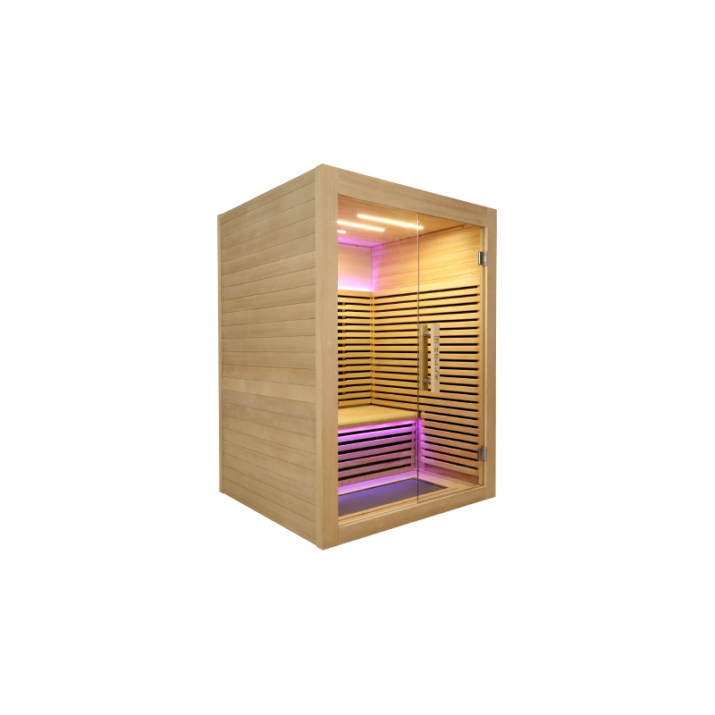 La petite cabine infrarouge Canopée avec sa façade en verre 2 places
